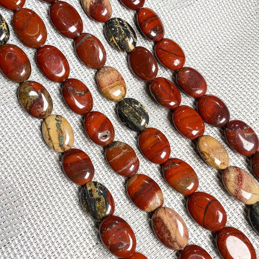 Hand-Painted Natural Gemstone Oval Beads for DIY Jewelry Necklaces & Bracelets