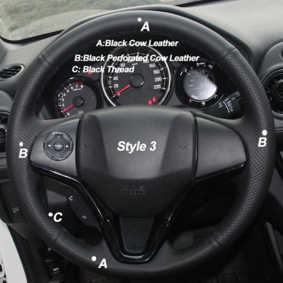 DIY Car Steering Wheel Cover For Honda Fit City Jazz 2014- HR-V HRV Vezel