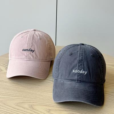 Neue Retro gewaschene Baumwoll-Baseballkappe für Damen Trendige koreanische Version Einfache gestickte Buchstaben Vielseitig weiches Oberteil Entenmütze für Herren