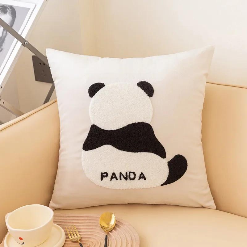 Cartoon Panda Printed Simple Cushion Cover Soft Pillow Case  Living Room Sofa Decor Home Chair Car Bedroom Decorative Pillows