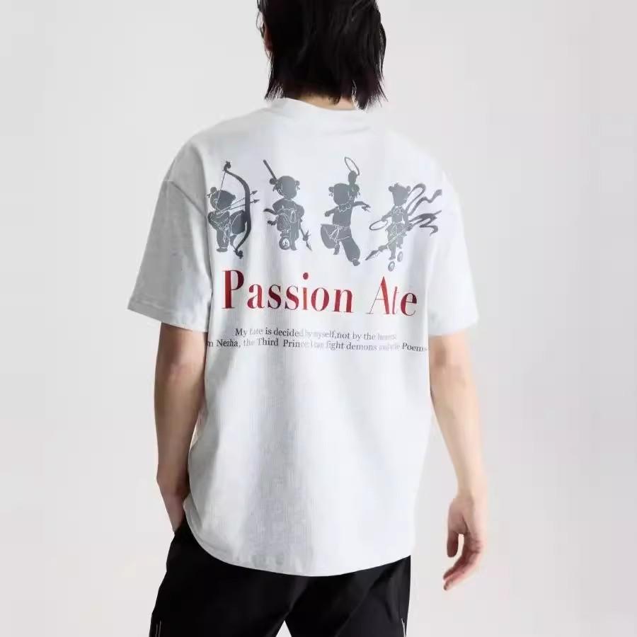 

Футболка с короткими рукавами American Retro High Street, мужская футболка высокого качества Ruan Shuai Oumei, модная брендовая пара 3XL светло-серый