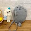 Creative Cute Seal Shoulder Pouch Adorable Adjustable Straps Cartoon Seal Handbag Soft PP Cotton Crossbody Bag Gifts