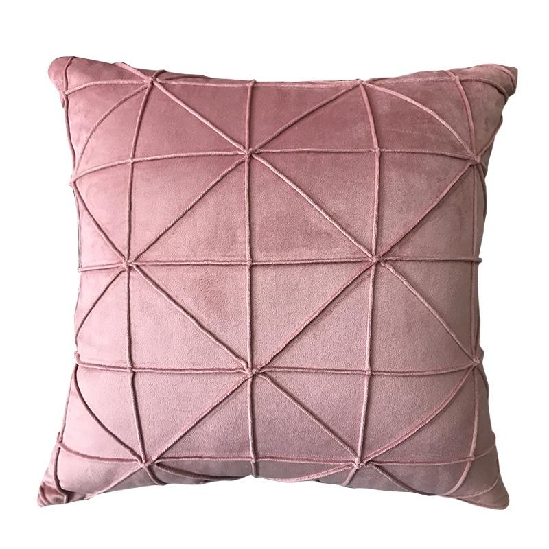 Single Pillow Pillowcase Without 45x45cm Core Dutch Velvet Solid Color Backrest With 3d Line Pleated Beige Grid Sofa Cushion And Pillowcase