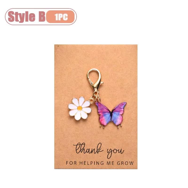 1-20PCS Cute Colorful Butterfly Daisy Keychain Drop Oil Handmade Gift for Thanksgiving Friendship Appreciation Keepsake