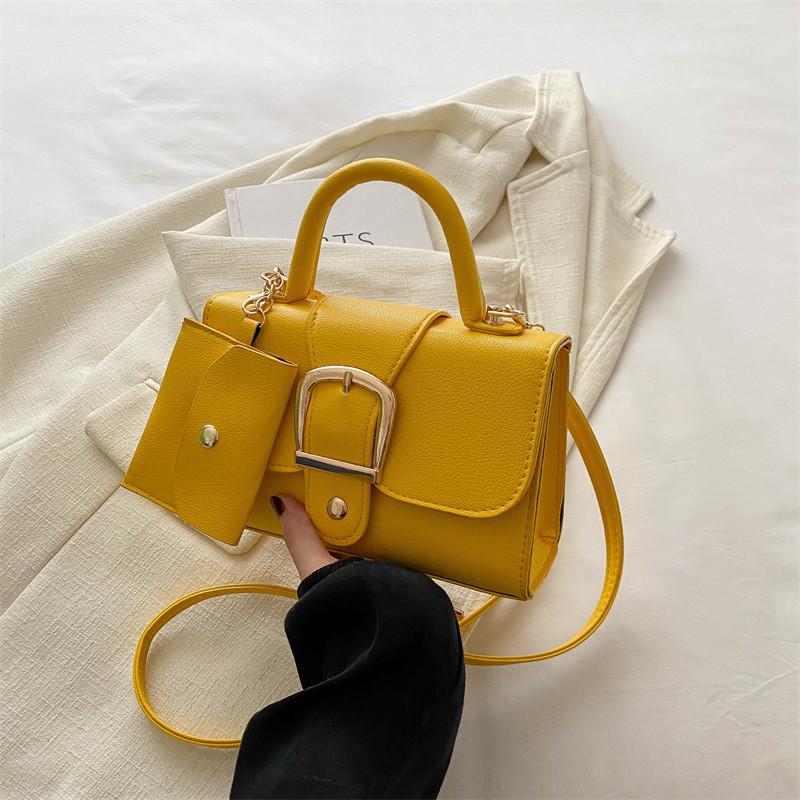 

Trendy Candy Color Small Square Tote Bag Stylish And Simple Women Crossbody Bag жовтий