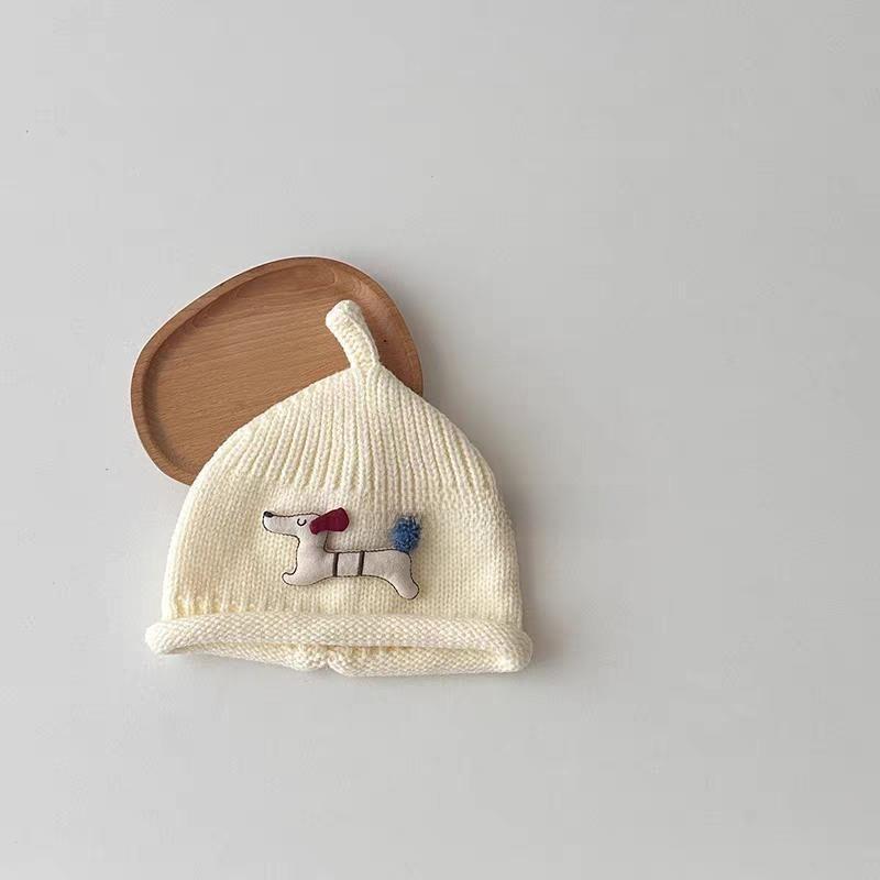 Baby Knit Hat With Cute Puppy Design For Winter Warmth For 6 To 24 Months