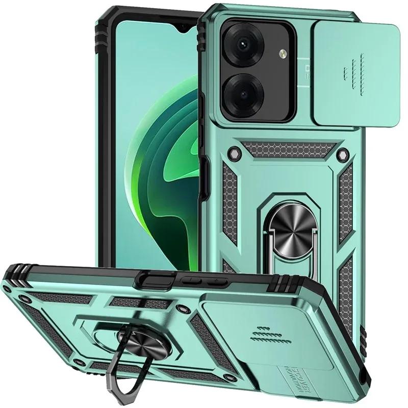 For Xiaomi Redmi 13C Case Slide Lens Protect Shockproof Armor Phone Cases For Xiaomi 13T Redmi NOTE13 PRO 4G5G Ring Holder Cover