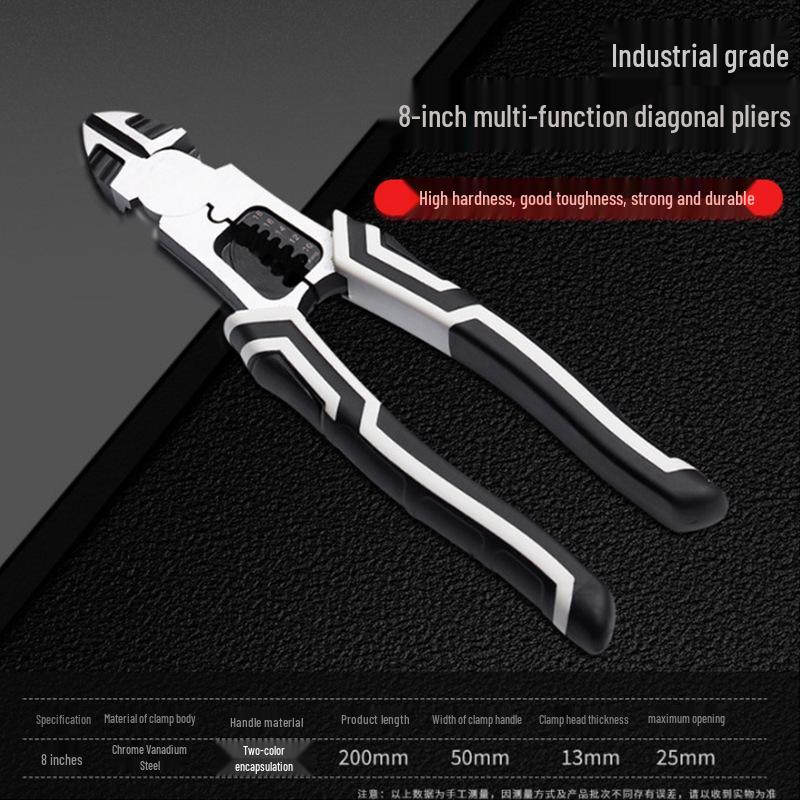 Industrial Tiger Pliers Set: 8" Wire Cutters, 6" Needle Nose & Labor-Saving Diagonal Pliers for Household Electricians