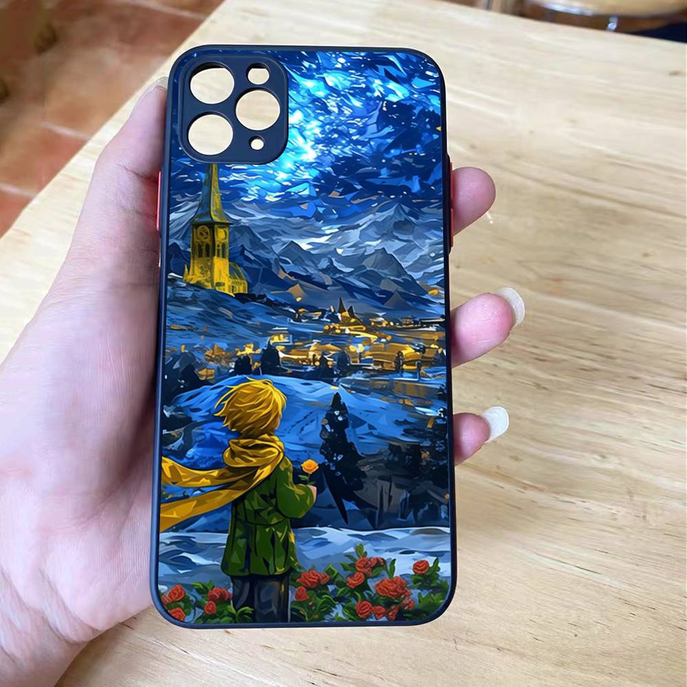 

Масляная живопись Маленький принц Ударопрочный Для iPhone X XR XS 11 12 13 14 15 16 pro Mini MAX прозрачный Матовый чехол для телефона iPhone 16 pro