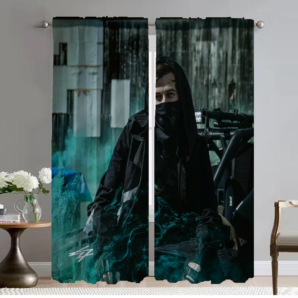 Home Interior Curtains for Camera Alan-walker Blackout Curtains 2 Pieces Window Curtain Living Room Curtain Halloween Decoration