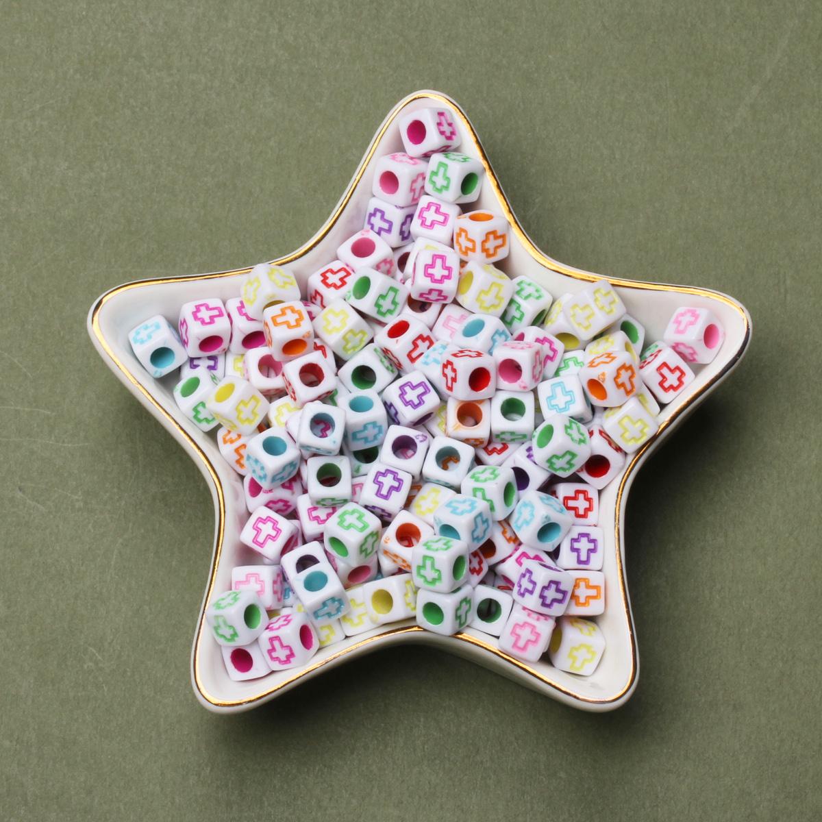 

Творческие свободные разделительные бусины акриловые бусины 6 мм для изготовления ювелирных изделий DIY браслеты аксессуары квадратные 80 шт. крестообразные бусины