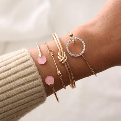 4pcs/set Bracelet Knotted Ring Circle Diamond Arrow Bracelet Bracelet
