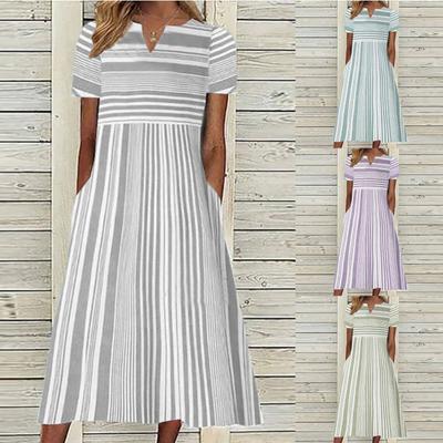 Women's Fashion Summer Spring Short Sleeve V-Neck Casual Dresses