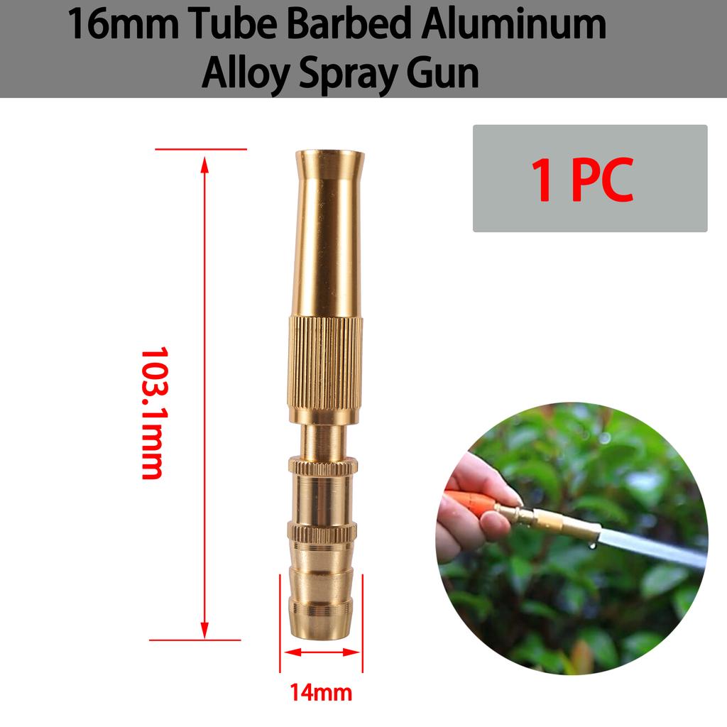 16mm Brass/Aluminum Alloy High Pressure Adjustable Direct Spray Water Car Wash Gun Nozzle Sprinkler for Watering Plants Cleaning