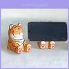 Wooden Handcrafted Tiger Phone Stand With Carving For Home Office And Gift Giving