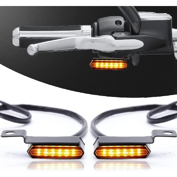 

LED Turn Signals, Flowing Handlebar Marker Light Motorcycle Mini Blinkers Compatible with Harley Honda Yamaha Kawasaki Cafe Racer Cruiser Street чёрный