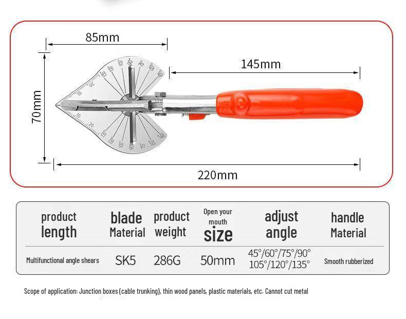 Multifunctional 45° Angle Cut Trunking Scissors for Woodworking & Electrical Work