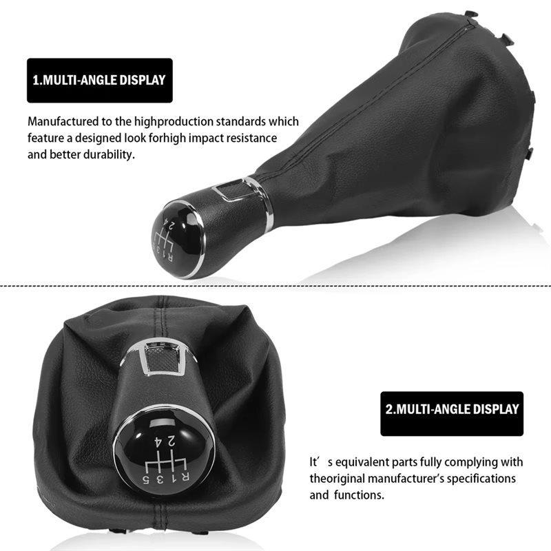 Gear Knob 5 Gears+ Gear Stick Boot Gaiter Black 2K0711113 1T0711113 For Caddy Lavida Touran 2K 2004-2015