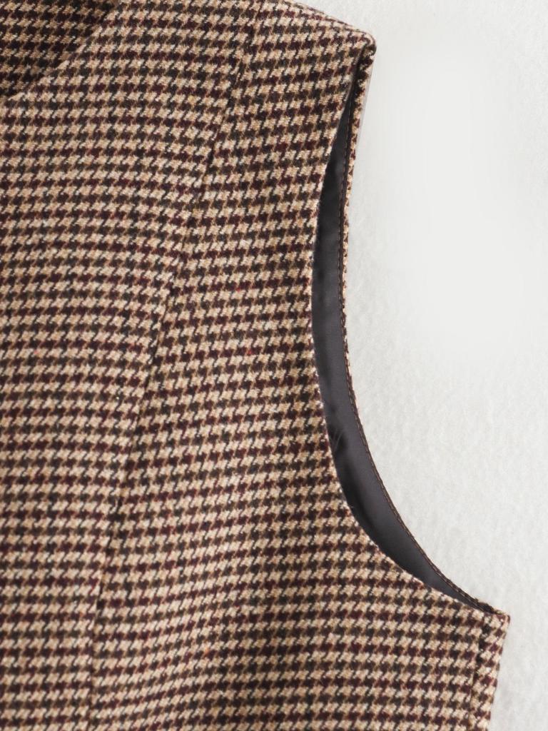 2025 Spring Women's European & American Style Sleeveless Houndstooth Slimming Vest