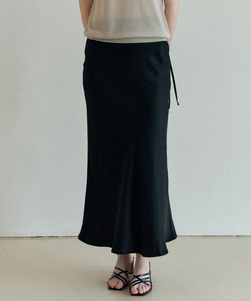 Yeoppe Satin Long Skirt_Black