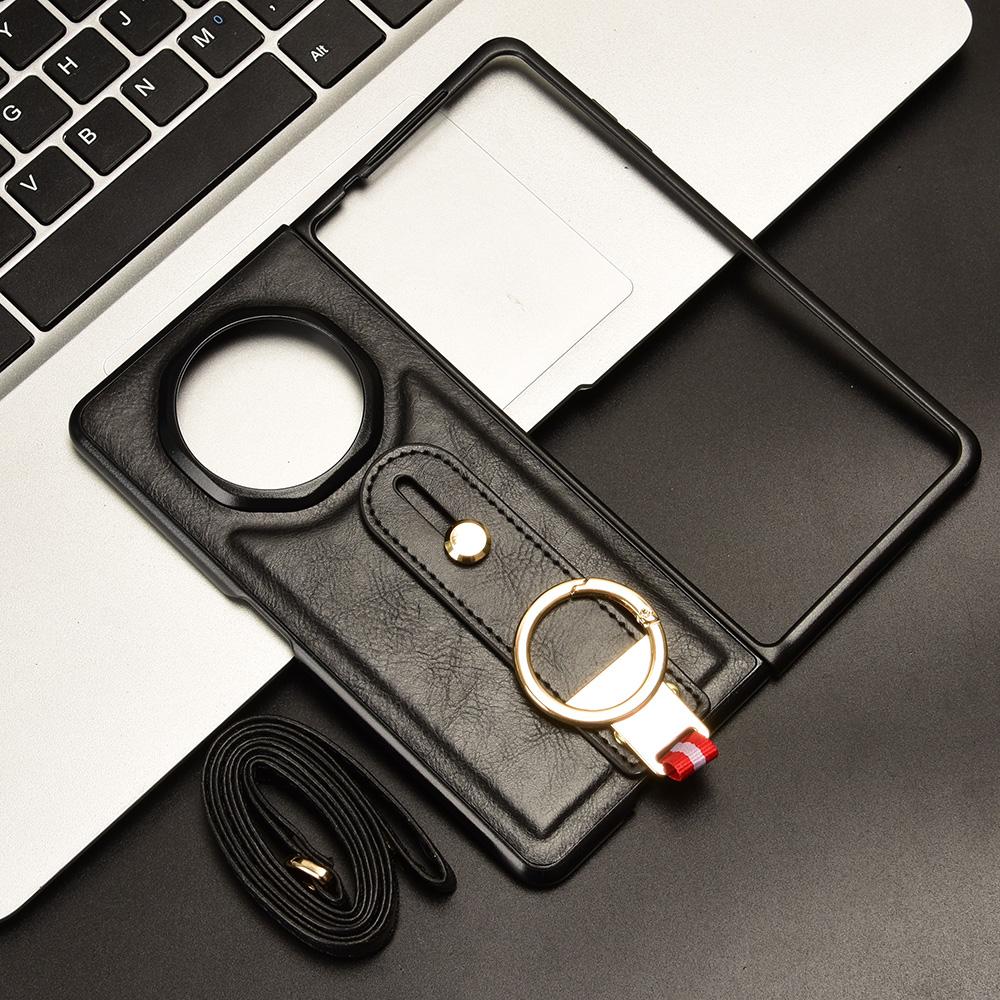 For Honor Magic V3 5G Case Leather+PC+TPU Wristband Cover with Bottle Opener Ring