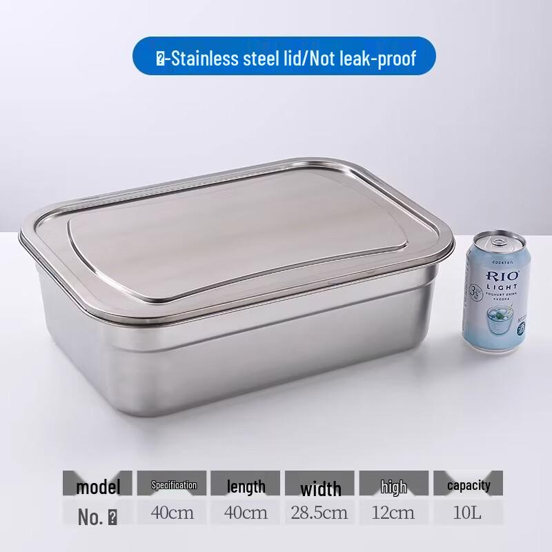 Commercial 304 Stainless Steel Food Storage Container with Lid