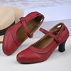 New women's retro Mary Jane high heels large size thick heel lace round head high heels single shoes