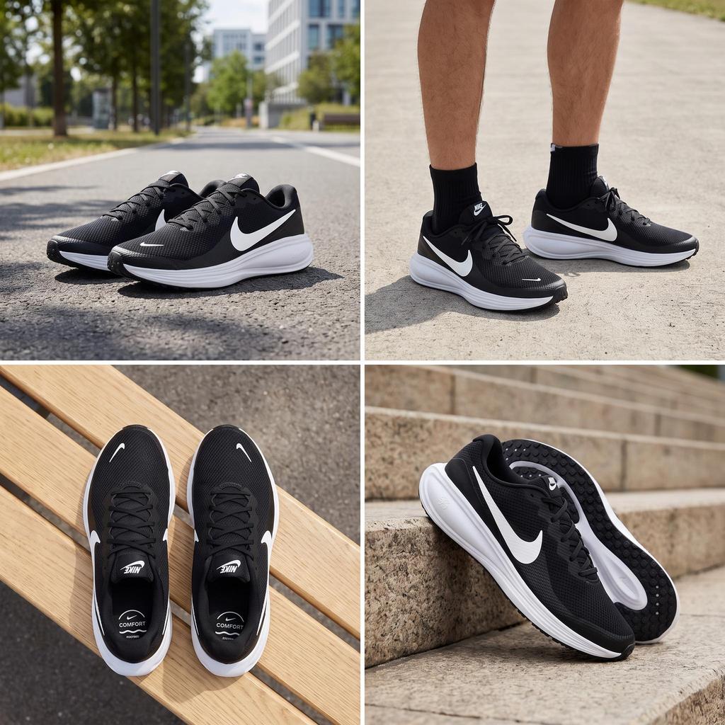 Nike REVOLUTION 8 Breathable Low top Casual Long Distance Running Sprint Running Shoes Men's Black White HQ1996-001