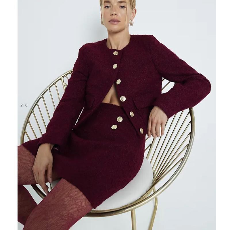 Fall and Winter New Arrival High Waist A- line Casual Skirt with Padded Shoulder Woolen Classic Style Gold Buckle Short Outwear