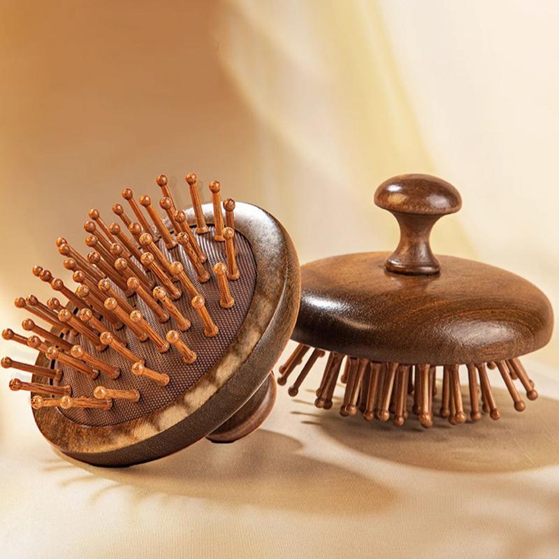 Air Cushion Comb Scalp Therapy Massage Comb Scalp Head Caring Natural Sandalwood Circular Tooth Guasha Scraping Body Massager