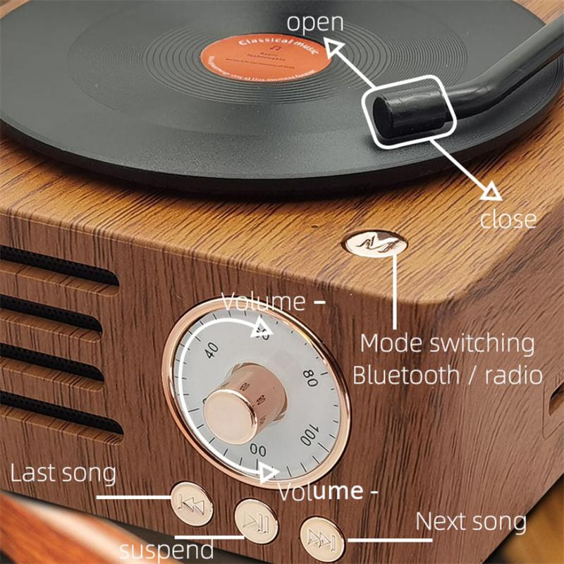 Mini radio Fm retro portabil Difuzor compatibil Bluetooth Player muzical Mp3 cu suport pentru microfon