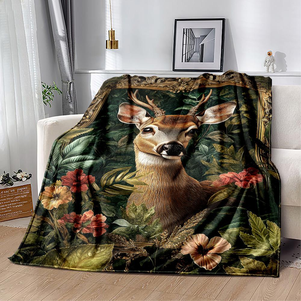 Deer Blanket Ultra-Soft Perfect for Livingroom Couch Bedding for All Seasons Warmthful Decor Gift for Travel Home Birthdays