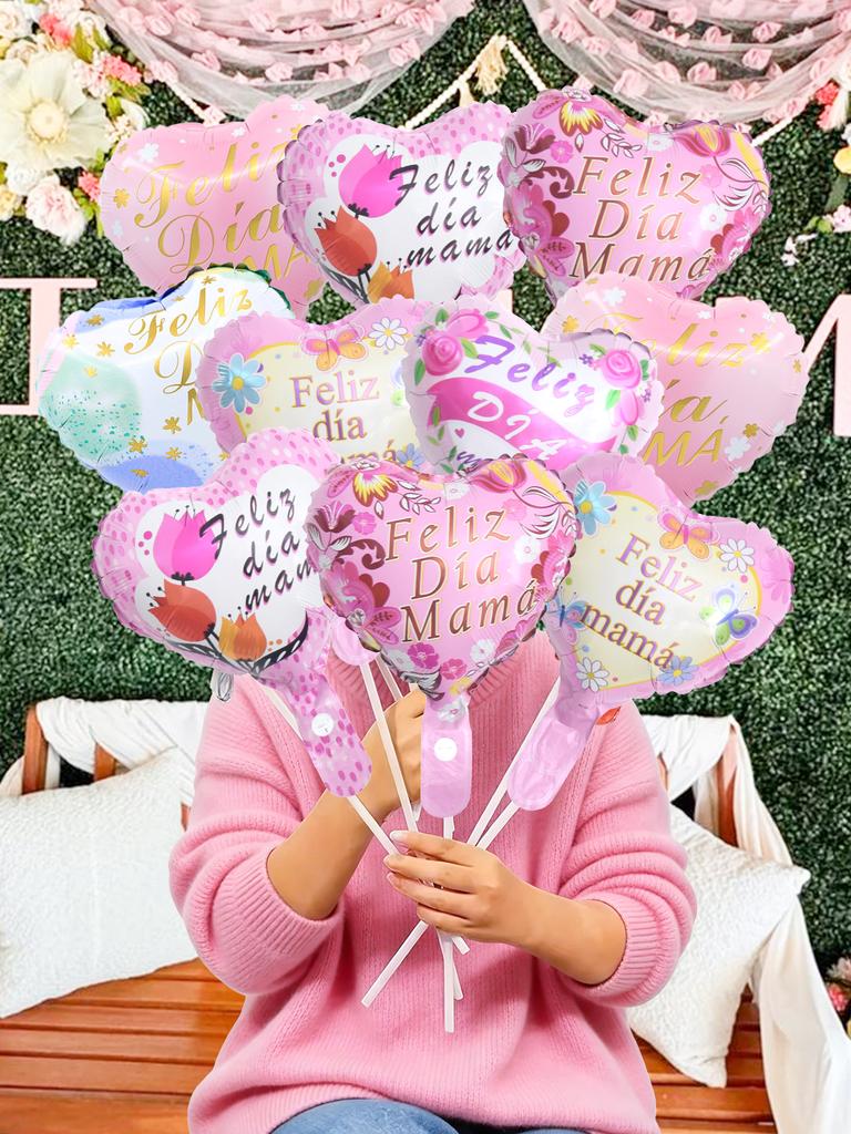 12Pcs/Set Mother's Day Happy Foil Balloons, Suitable for Mother's Day, Indoor and Outdoor Decorations, Gifts for Mom.