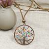 GemChic Women's New Vintage Round Hollow Geometric Tree Beads Pendant Long Necklace Ethnic Fashion Birthday Christmas Jewelry Gift