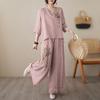 Retro Embroidery Suit, Summer Fashion Shirt, Lightweight Wide-leg Pants, Slimming Mom's Two-piece Set