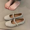 Mary Jane Shoes for Women Rivet Suede Classic Retro Brown Casual Soft Bottom Comfortable Ladies Flats Rhinestone Luxury Flats