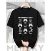 Big & Tall T Shirt For Men Men'S Casual Game Pattern T-Shirt-My Perfect Day Design With Video Game And Food Icon, Breathable Summer Short Sleeve