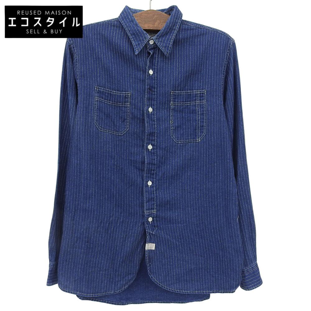 RRL Men's Striped Wabash Shirt, Indigo, Size M Tops M IndigoUsed