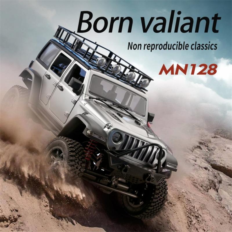 RC Crawler 4x4 Car MN128 2.4G Climbing Buggy Professional with LED Light Full Scale Remote Control Cars Toys for Boys Gift