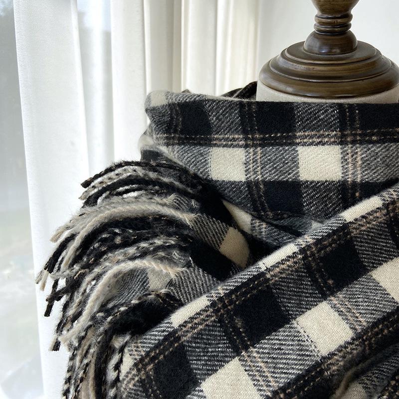 Plaid Scarf Women's Autumn and Winter New Warm Fringed Shawl Scarf Warm Windproof Neck Scarf Casual Outdoor
