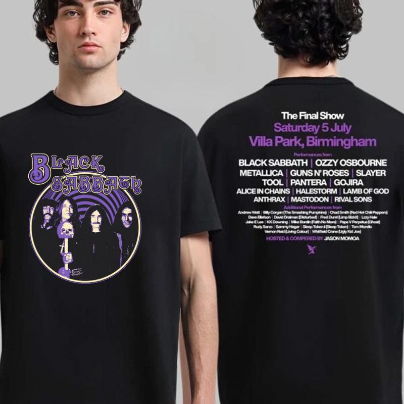 Black Sabbath and Ozzy Osbourne Back To The Beginning Merch Event Tee with Lineup Two Sided T-Shirt Ins Y2k New Brand New Style