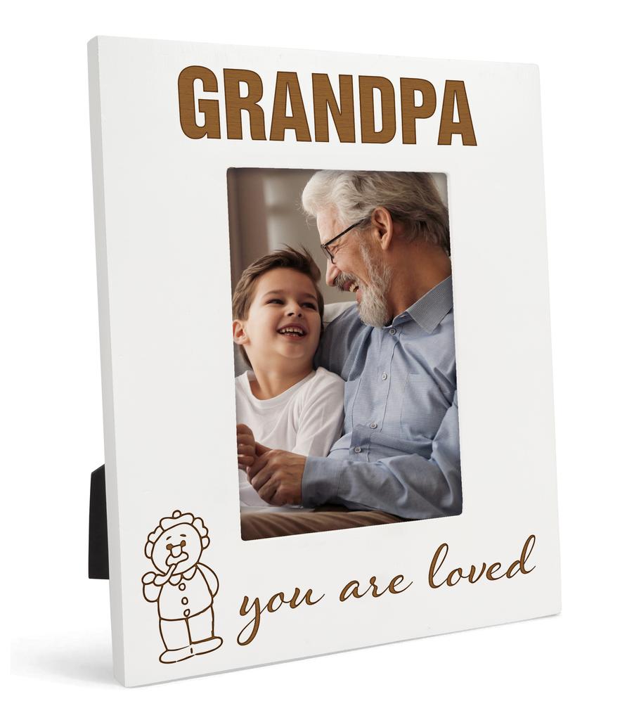 Darling Souvenir MADE WITH LOVE Engraved Table Top Photo Frame Wooden Grandpa You Are Love Quotes White Picture Frame