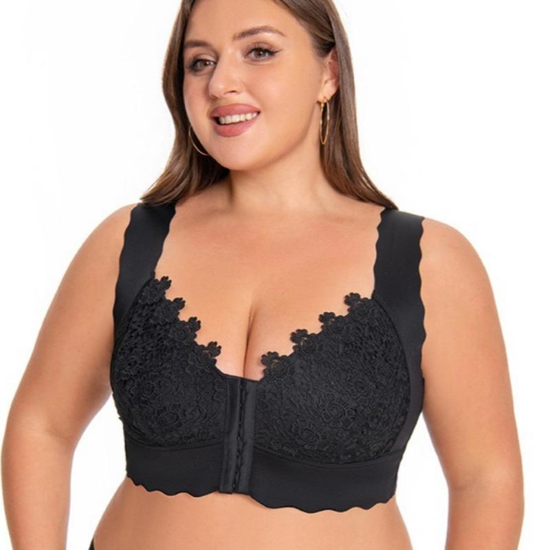 Large Size Front Clasp No-padded Thin Underwear Beautiful Back Seamless Large Chest Push-up Bra