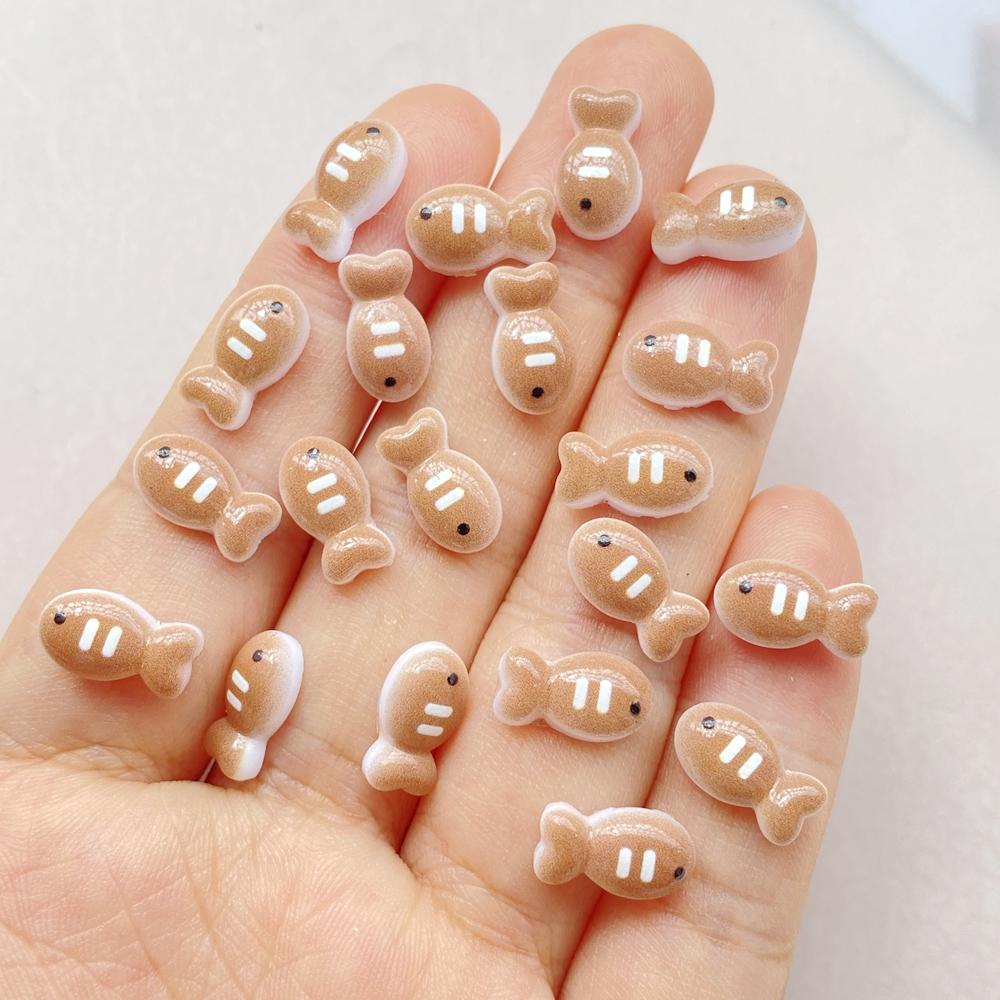 50Pcs Cute Cartoon Mini Cat, Little Fish Series Nail Art Resin Designer Charms DIY Craft For Nail 3D Decorations Jewelry