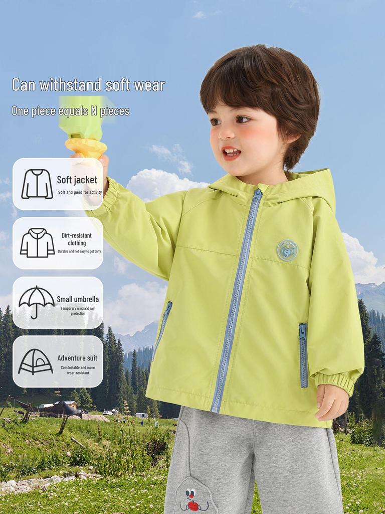 Kaka Panda Kids' Waterproof Spring Jacket - Unisex Casual Top for Boys and Girls