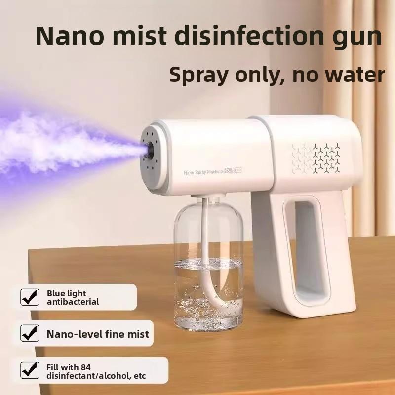 8-Light Blue Light Nano Disinfection Spray Gun Humidifier Mist Alcohol Formaldehyde Removal Handheld Electric Sprayer for Home