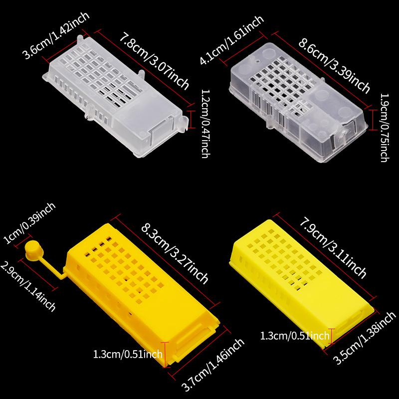 4/8/12Pcs Beekeeping Transport Cages Yellow White Bees Queen Post Room Cage Plastic Queen Prisoner Bee Cage Apiculture Tools