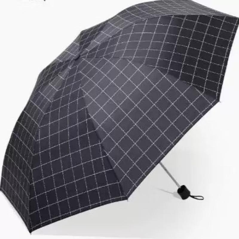 Tiangtang 33641E Kids' Manual Three-Fold Plaid Umbrella, Black