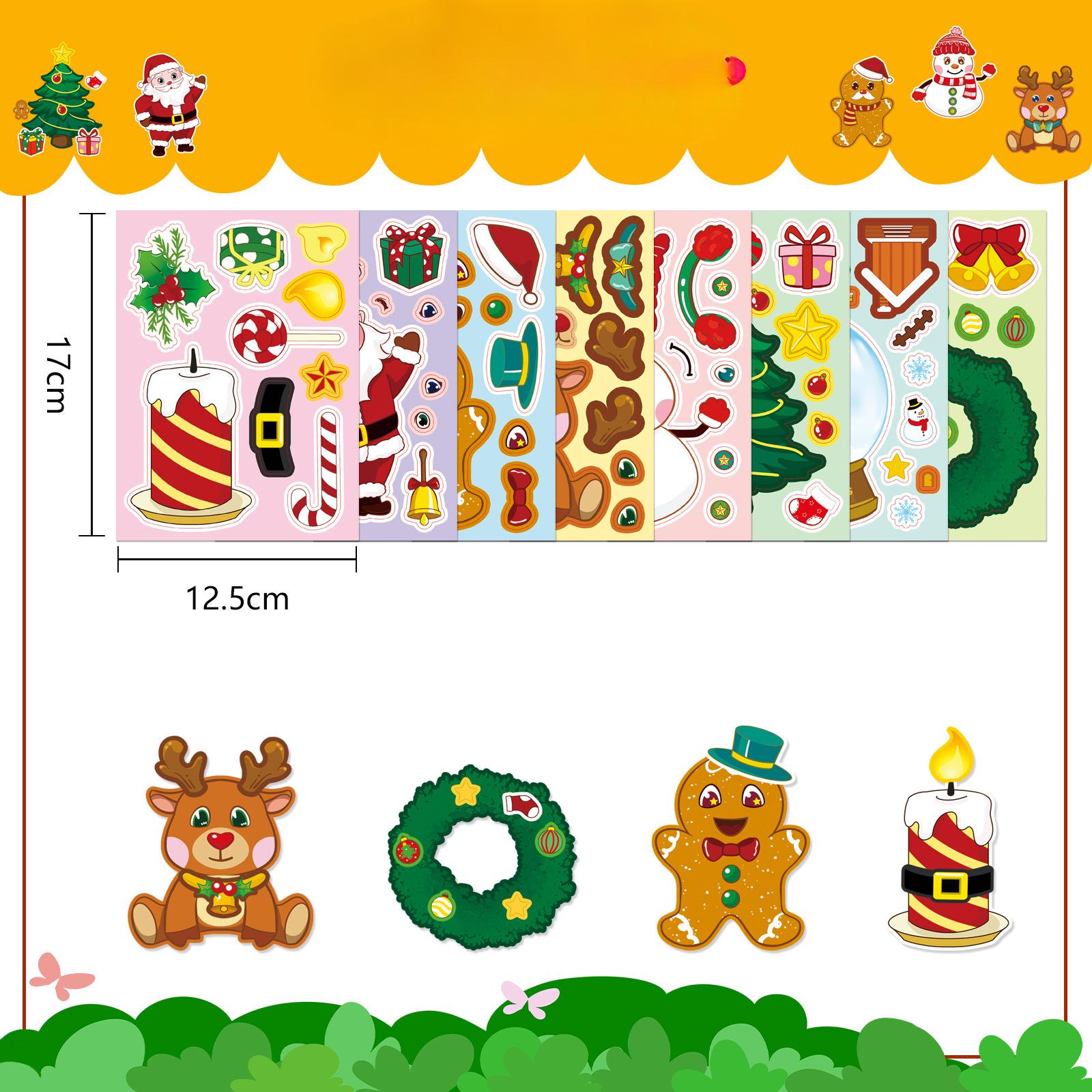 

8 стилей/упаковка Рождественский набор для смены лица Наклейки Сделай сам Мультяшные Милые Праздничные Сделай лицо Пазл Наклейка