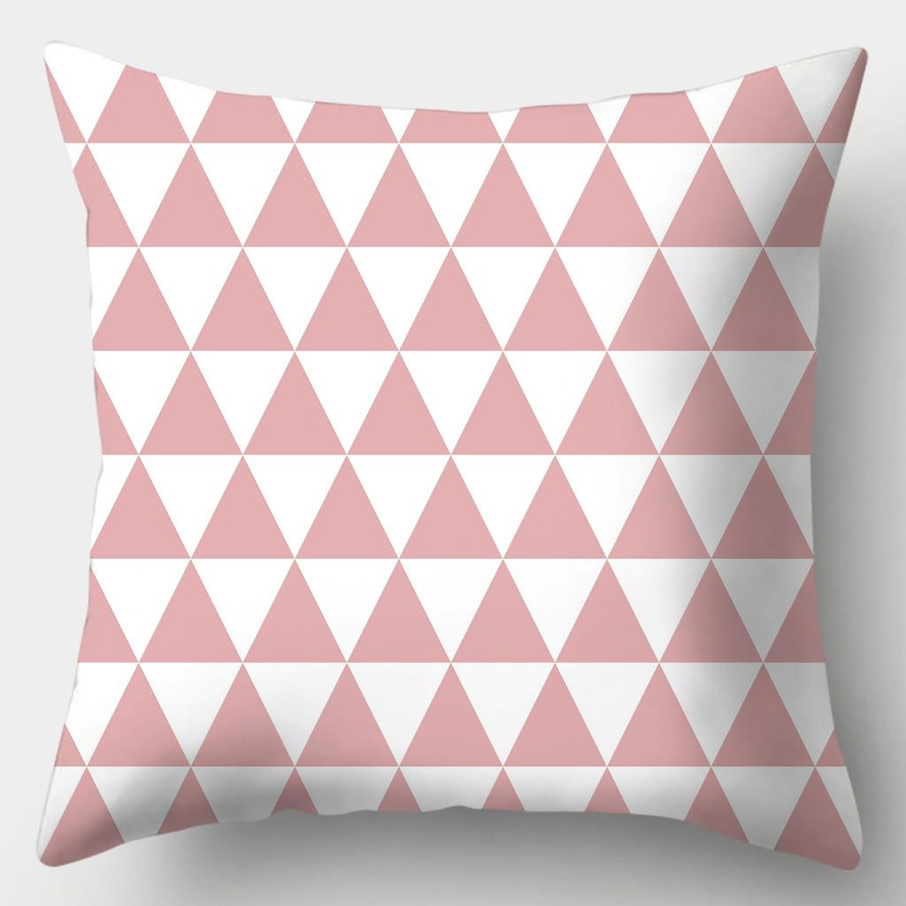 Pink Plaid Pillowcase Square Sofa Pillowcase Striped Plaid Cushion Cover